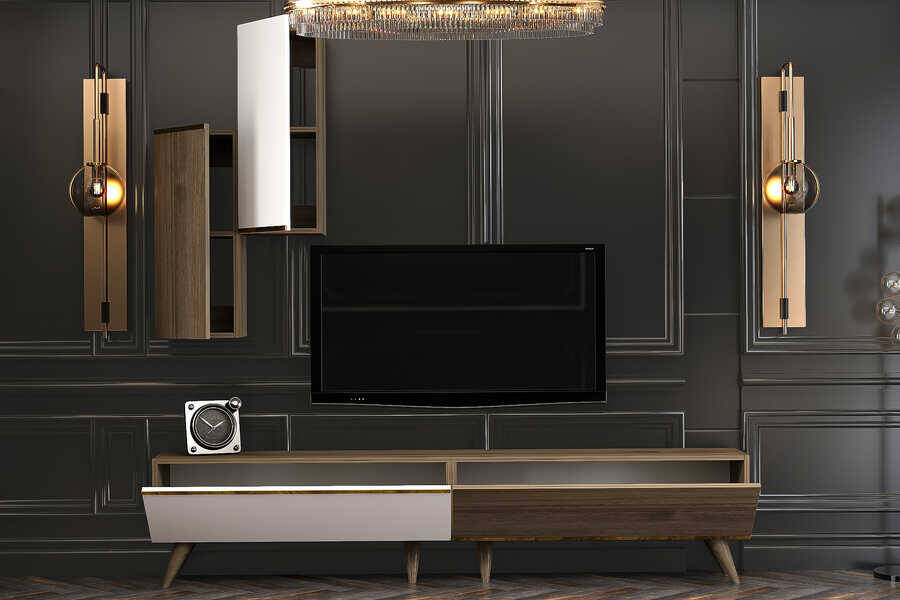 Lidya Tv Stend - Ağ/Cəviz - 3