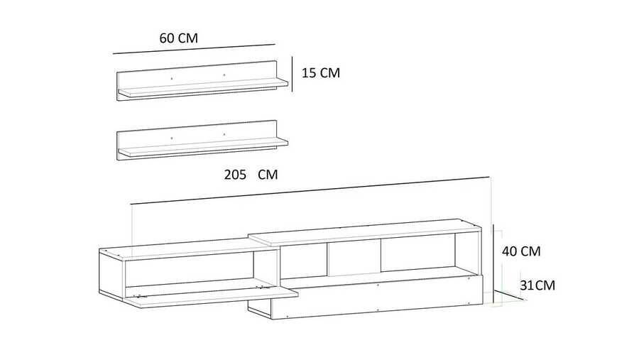 Lina Tv Stend - Ağ-Teak - 5