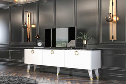 Louis Tv Stend - Ağ/Royal Mərmər - 3