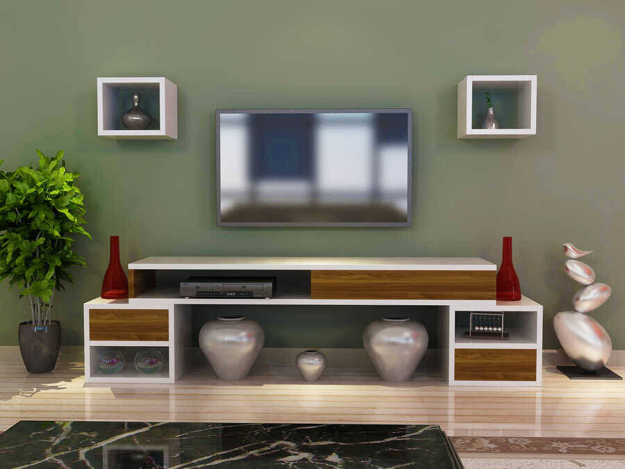 Milla Tv Stend - Ağ/Cəviz - 1