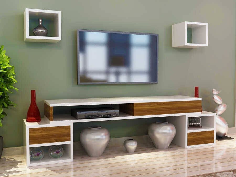 Milla Tv Stend - Ağ/Cəviz - 2
