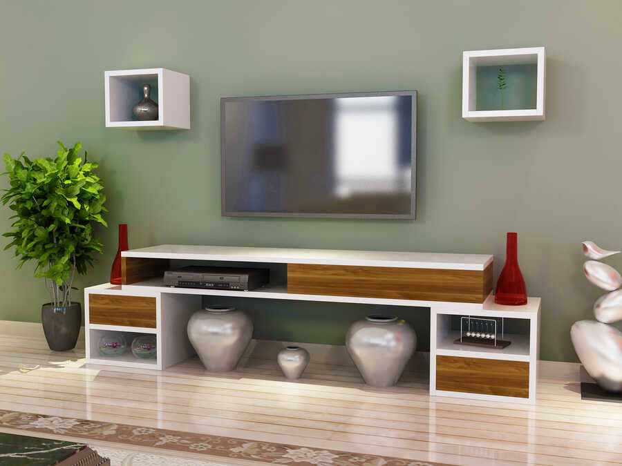 Milla Tv Stend - Ağ/Cəviz - 3