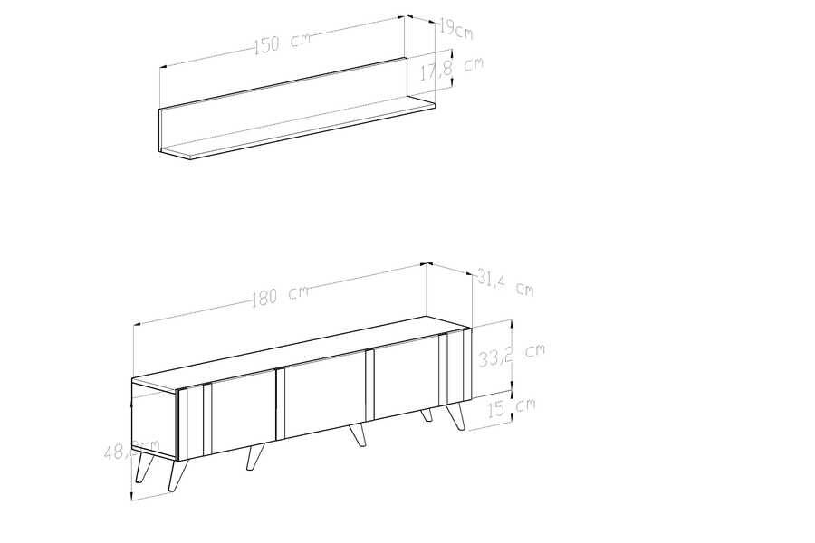 Neva Tv Stend 180cm - Ağ - 5