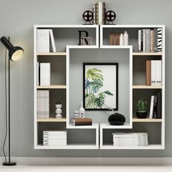 Rain Kitab Rəfi - Ağ/Meşə - Modev