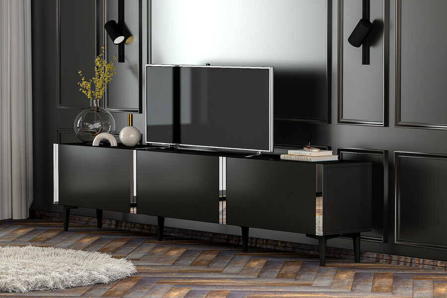 Silver Tv Stend - Qara/Gümüşü Bant - 1