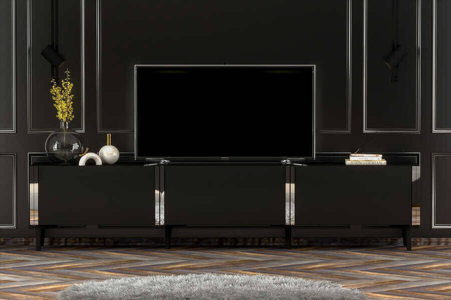 Silver Tv Stend - Qara/Gümüşü Bant - 2