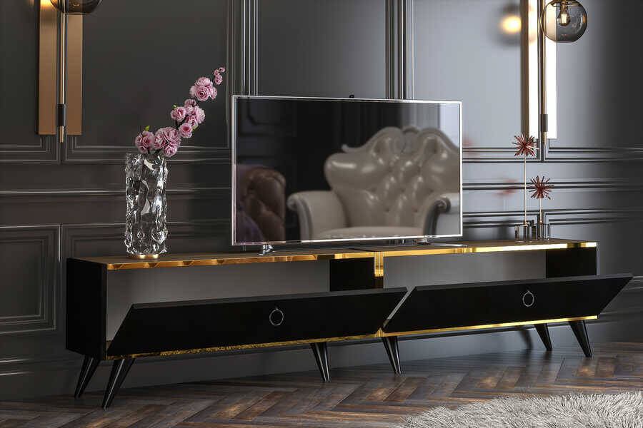 Starlight Tv Stend - Qara/Qızılı Bant - 3