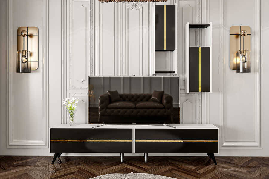 Walter Tv Stend - Ağ/Qara Qızılı - 4