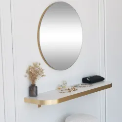 Gold Kənarlı Yuvarlaq Güzgü 60 cm - Neohome (1)