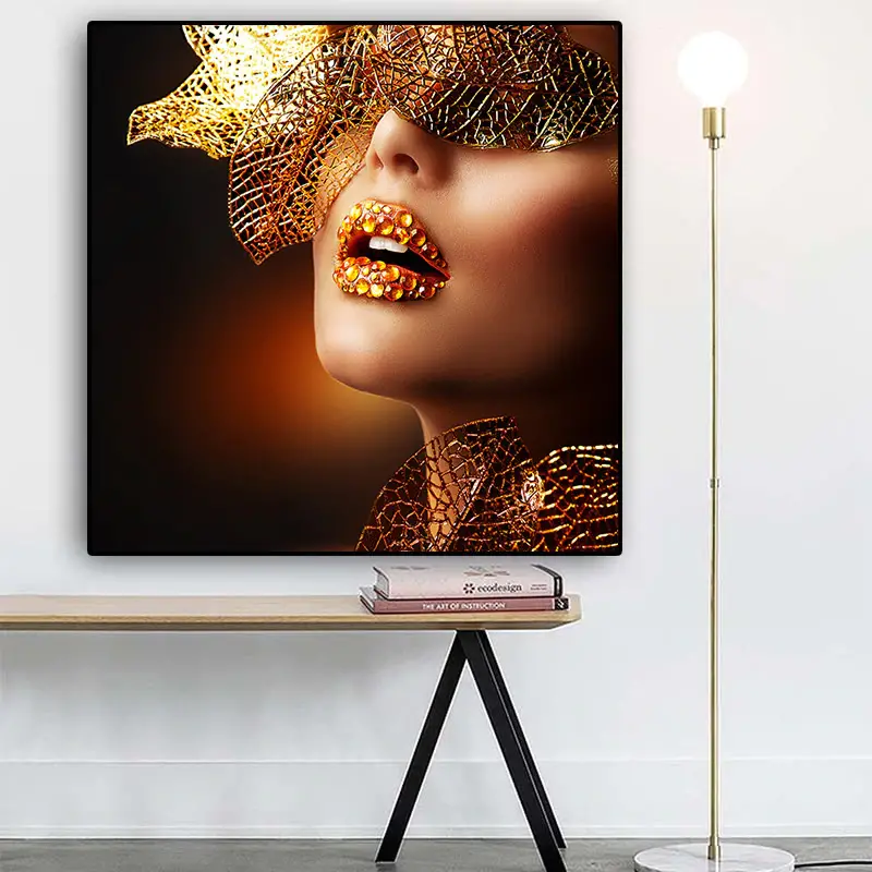 Gold Lips Fashion Kətan Tablo TB1404 - 3