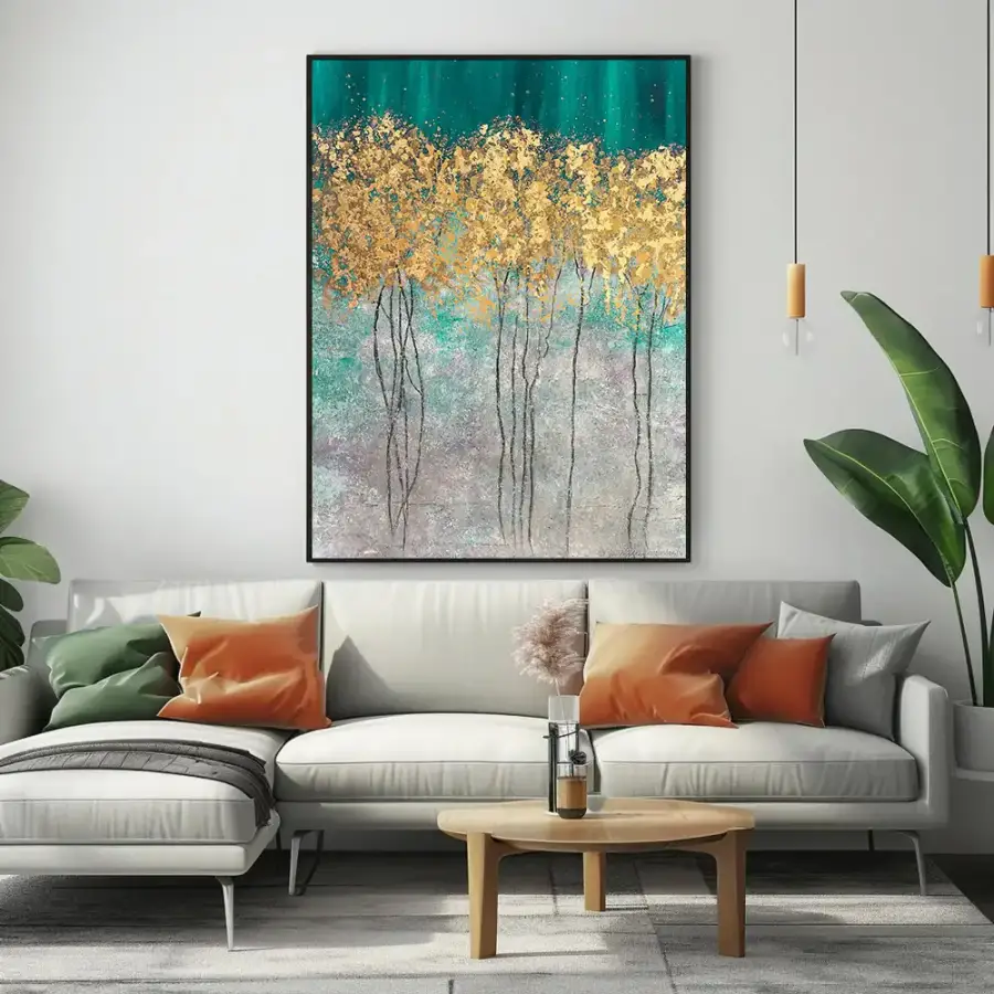 Gold Tree Oil Painting Kətan Tablo TB1933 - 1