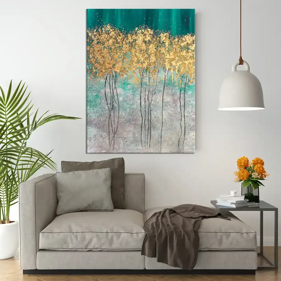 Gold Tree Oil Painting Kətan Tablo TB1933 - 2