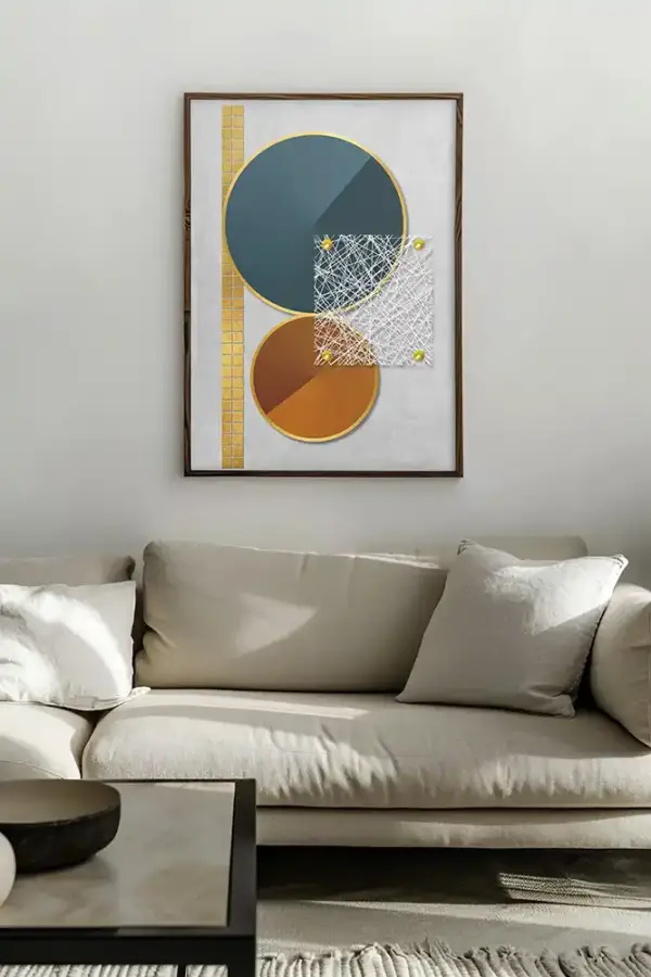 Golden and Green Circle Kətan Tablo TB2066 - 3