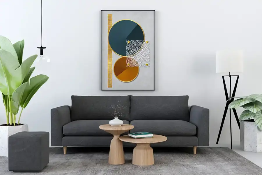Golden and Green Circle Kətan Tablo TB2066 - 2