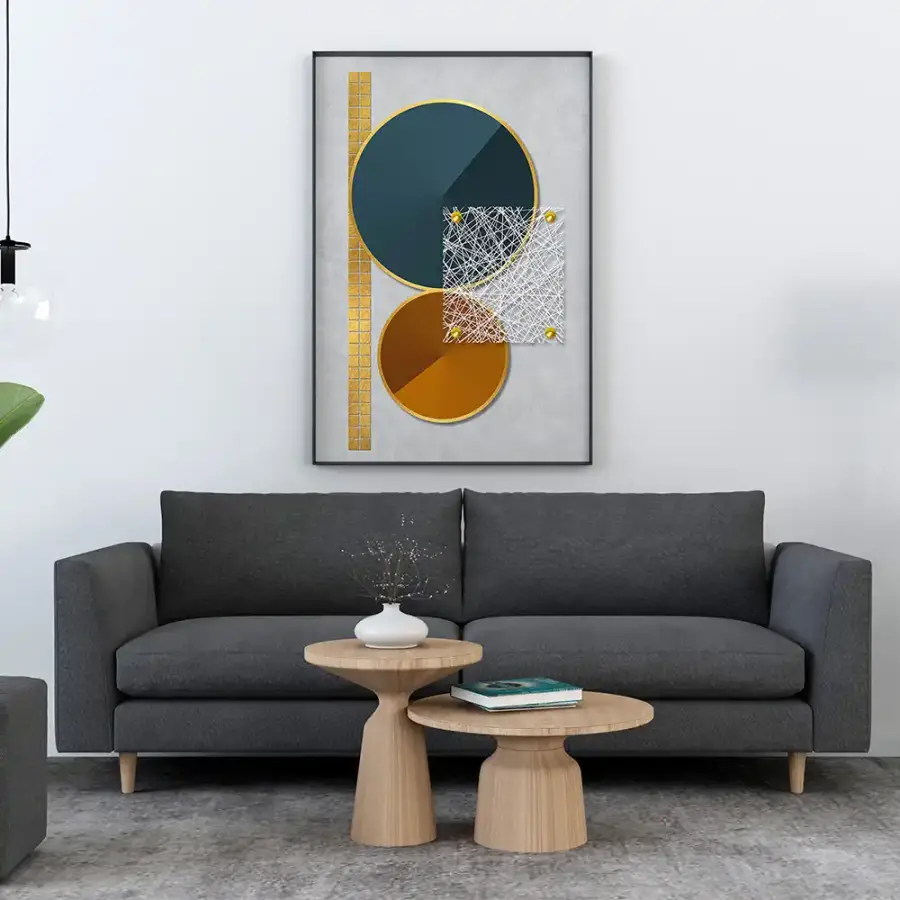 Golden and Green Circle Kətan Tablo TB2066 - 1