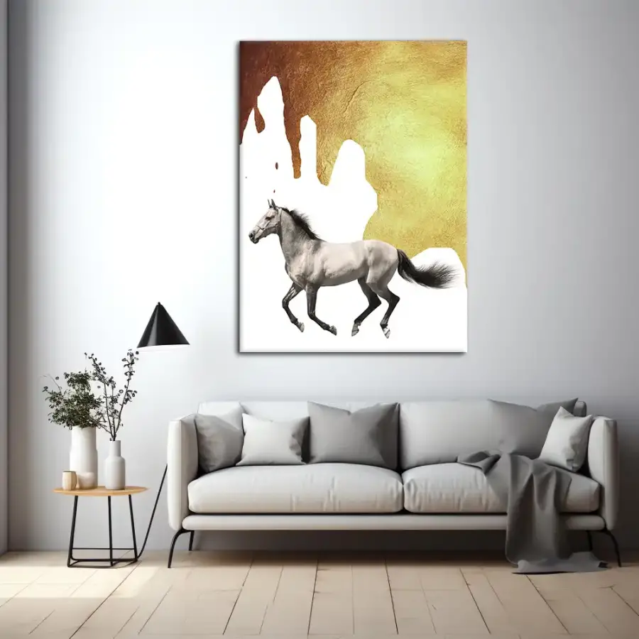 Golden Grey Horse Kətan Tablo TB1293 - 2