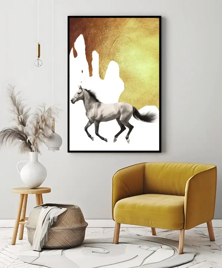 Golden Grey Horse Kətan Tablo TB1293 - 3