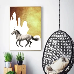 Golden Grey Horse Kətan Tablo TB1293 - 1