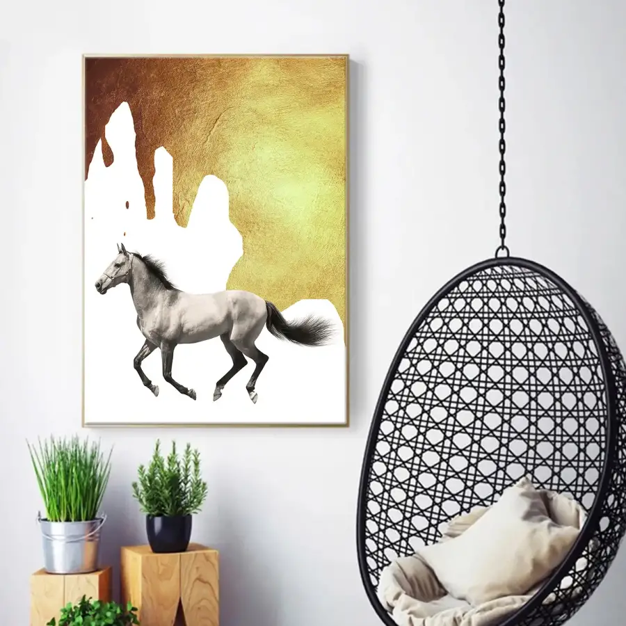 Golden Grey Horse Kətan Tablo TB1293 - 1