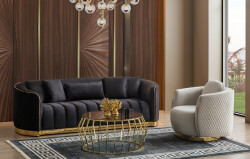 Golden Divan Dəsti 3+1 - Siyah - Eymense
