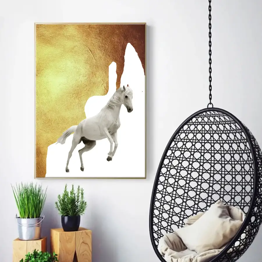 Golden White Horse Kətan Tablo TB1292 - 2