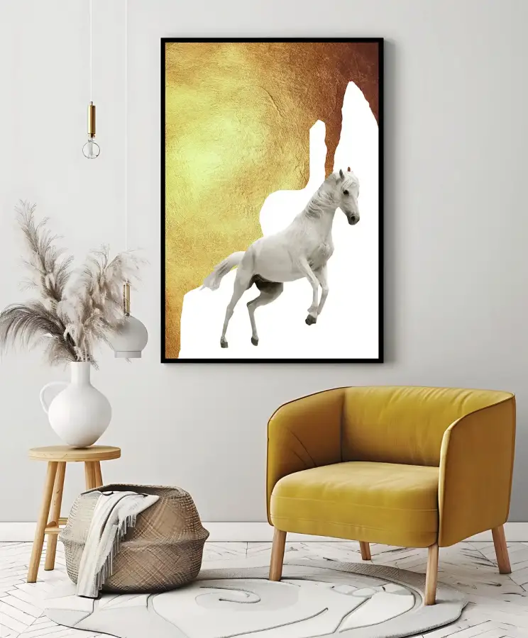 Golden White Horse Kətan Tablo TB1292 - 3