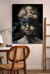 Gözleri Sarılı Çiçek Yüzlü Kadın Kanvas Tablo - Markaev