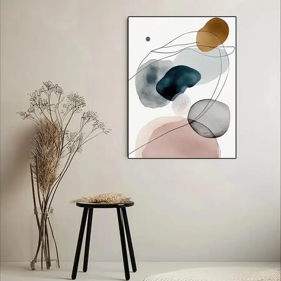Green Abstract Minimalist Art Kətan Tablo TB2071 - 2