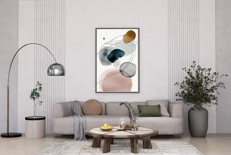 Green Abstract Minimalist Art Kətan Tablo TB2071 - 3