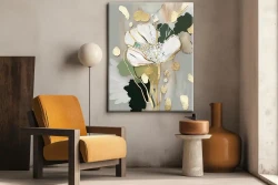Green and White Flower Oil Painting Kətan Tablo TB2009 - 2
