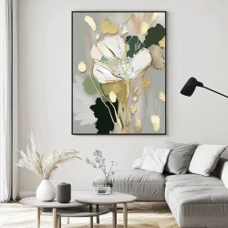 Green and White Flower Oil Painting Kətan Tablo TB2009 - 1