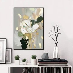 Green and White Flower Oil Painting Kətan Tablo TB2009 - 3