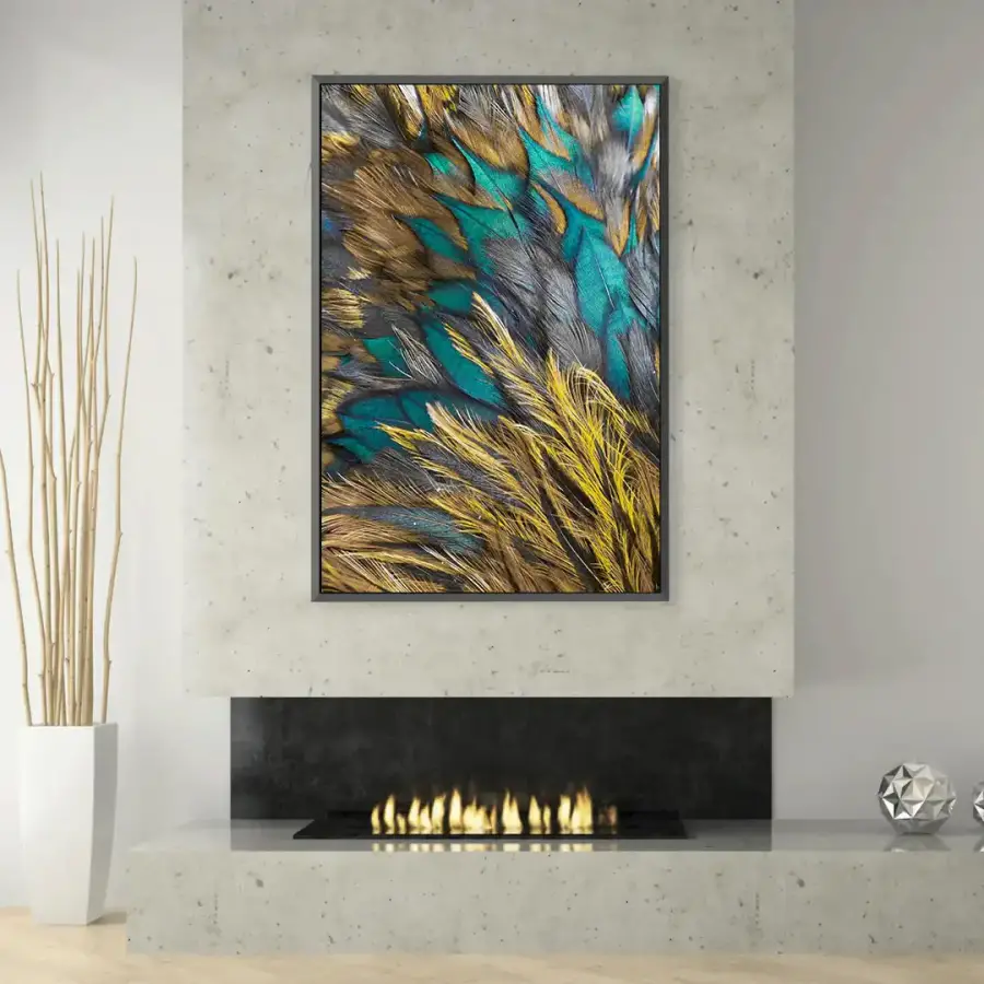 Green Blue Feather Kətan Tablo TB1187 - 3