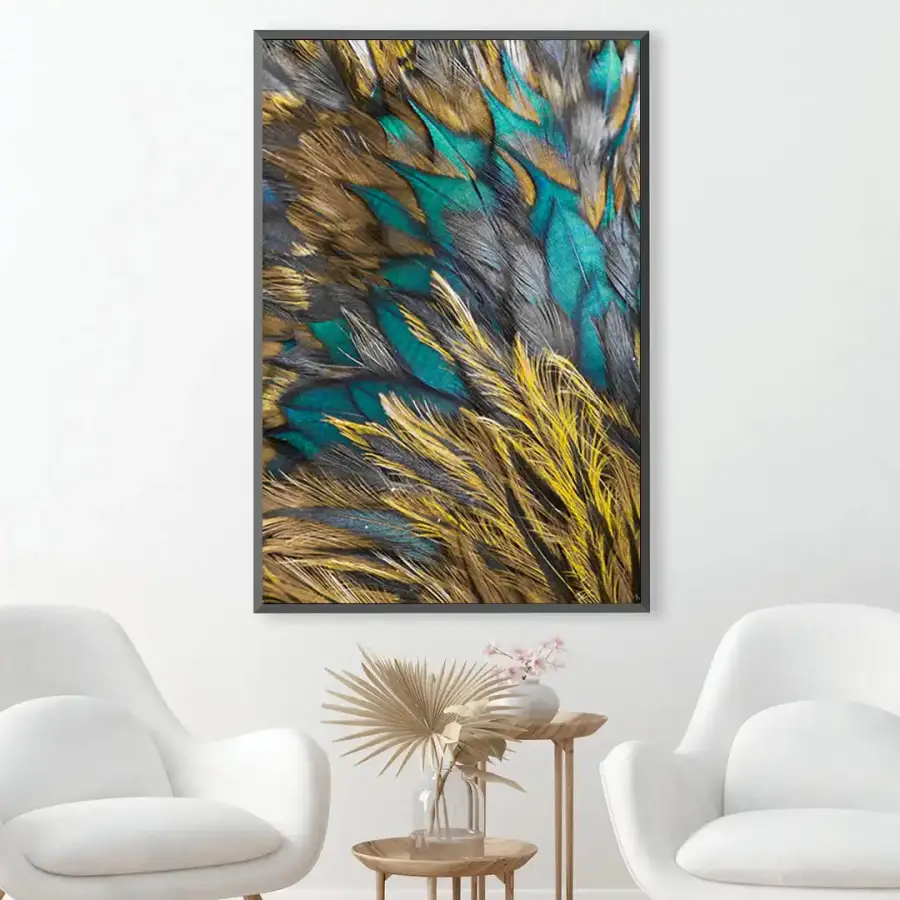 Green Blue Feather Kətan Tablo TB1187 - 4