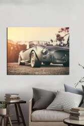 Gri Retro Araba Kətan Tablo - Markaev