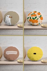 Happy 4'lü Yuvarlak Yastıq Yastıq Üzü 60 - Markaev