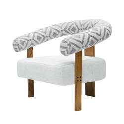 Harmony Berjer Kreslo Punch Naxışlı Arxalıq - Ağ/Tünd Boz - Zemhome (1)