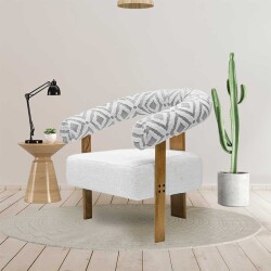 Harmony Berjer Kreslo Punch Naxışlı Arxalıq - Ağ/Tünd Boz - Zemhome