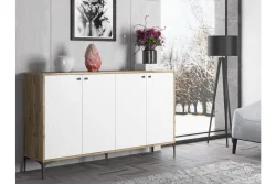 Hestia Konsol, 4 Qapılı, 160 cm - Cəviz/Ağ 