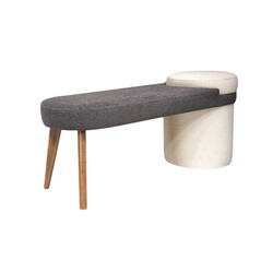 Houri Bench Teddy- Tünd Boz/Ağ - Zemhome