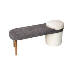 Houri Bench Teddy- Tünd Boz/Ağ - Zemhome (1)