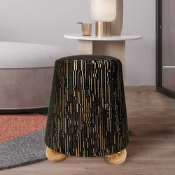 İbiza Dark Ahşap Ayaqlı Kazayağı Pufik - Zemhome