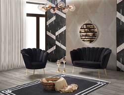 İnci 3lü Çay Seti Divan Kreslo Dəsti Siyah - Vistaso Concept (1)