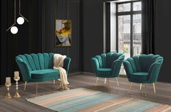 İnci 3lü Çay Seti Divan Kreslo Dəsti Yeşil - Vistaso Concept (1)