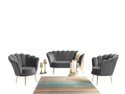 İnci 3lü Çay Seti Divan Kreslo Dəsti Gri - Vistaso Concept (1)