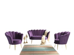 İnci 3lü Çay Seti Divan Kreslo Dəsti Mor - Vistaso Concept (1)