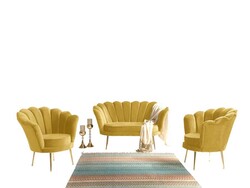 İnci 3lü Çay Seti Divan Kreslo Dəsti Sarı - Vistaso Concept (1)