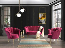 İnci 3lü Çay Seti Divan Kreslo Dəsti Vişne Çürüğü - Vistaso Concept