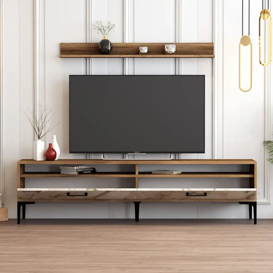 İstanbul Tv Stend - Cəviz/Ağ Mərmər - 2