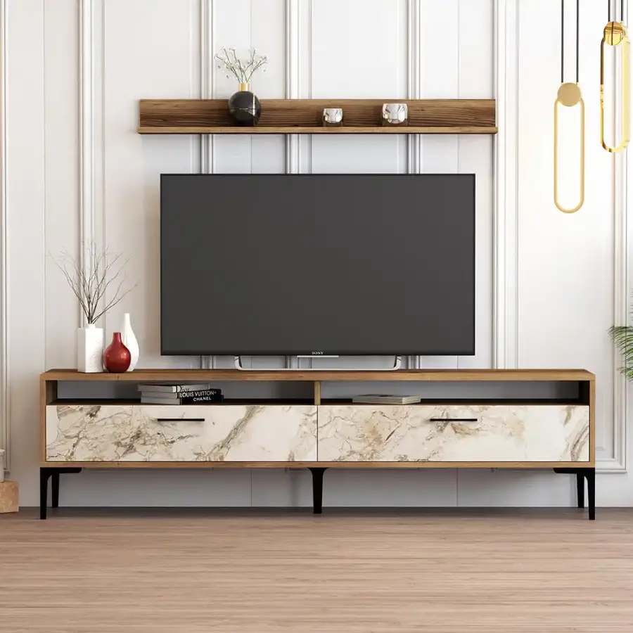 İstanbul Tv Stend - Cəviz/Ağ Mərmər - 1